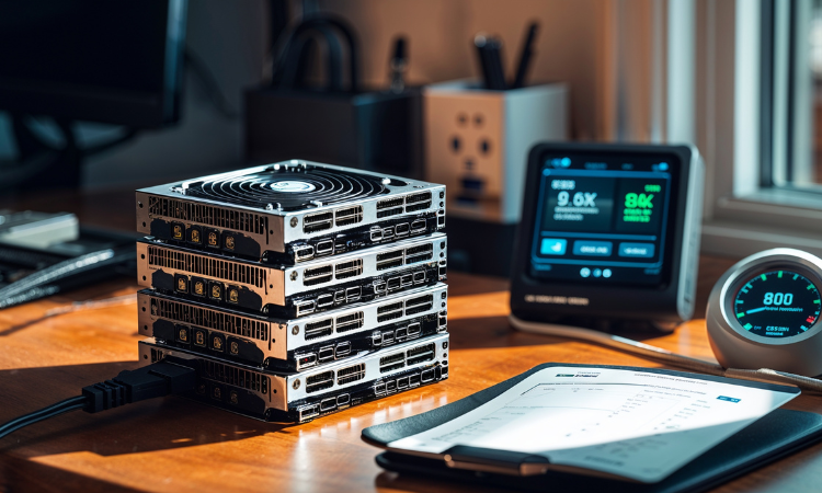 Stack of used but clean GPUs