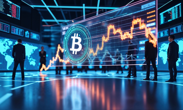 AI tokens outperform Bitcoin – futuristic crypto market visualization.